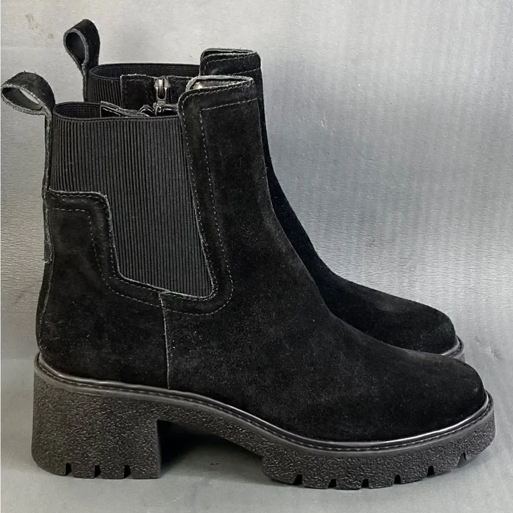 Chelsea & Violet Lottie Suede Lug Sole Platform Chelsea Booties womens size 9.5